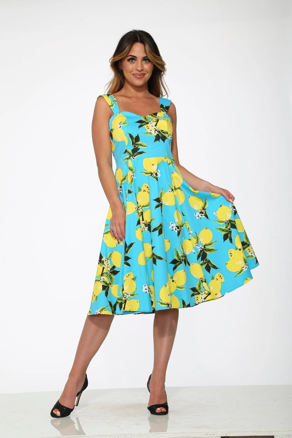 Lemon Print Swing Dress