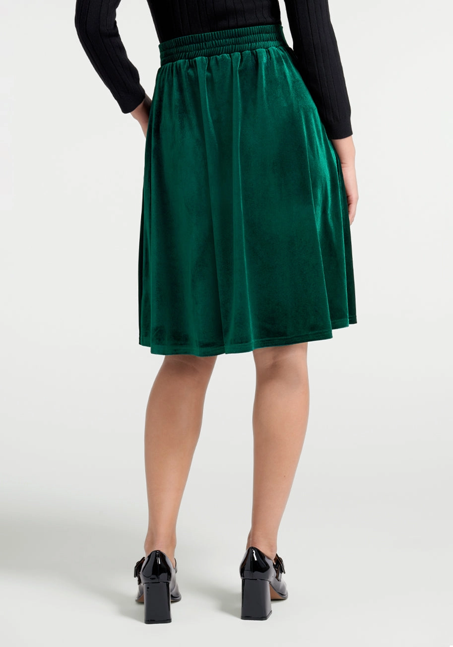 Let's Circle Back Velvet Skirt