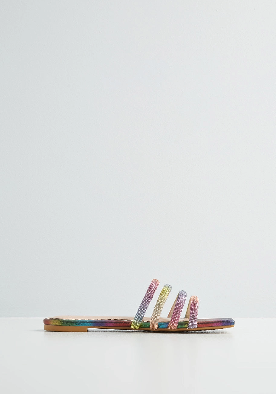 Life In Shimmering Technicolor Slide Sandal Rainbow Multi