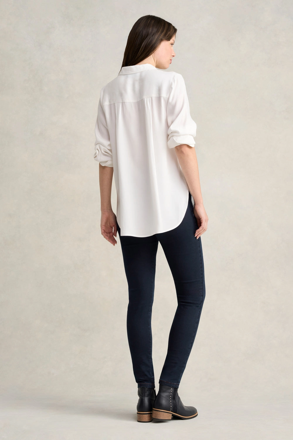 Long Line Crinkle Shirt - White