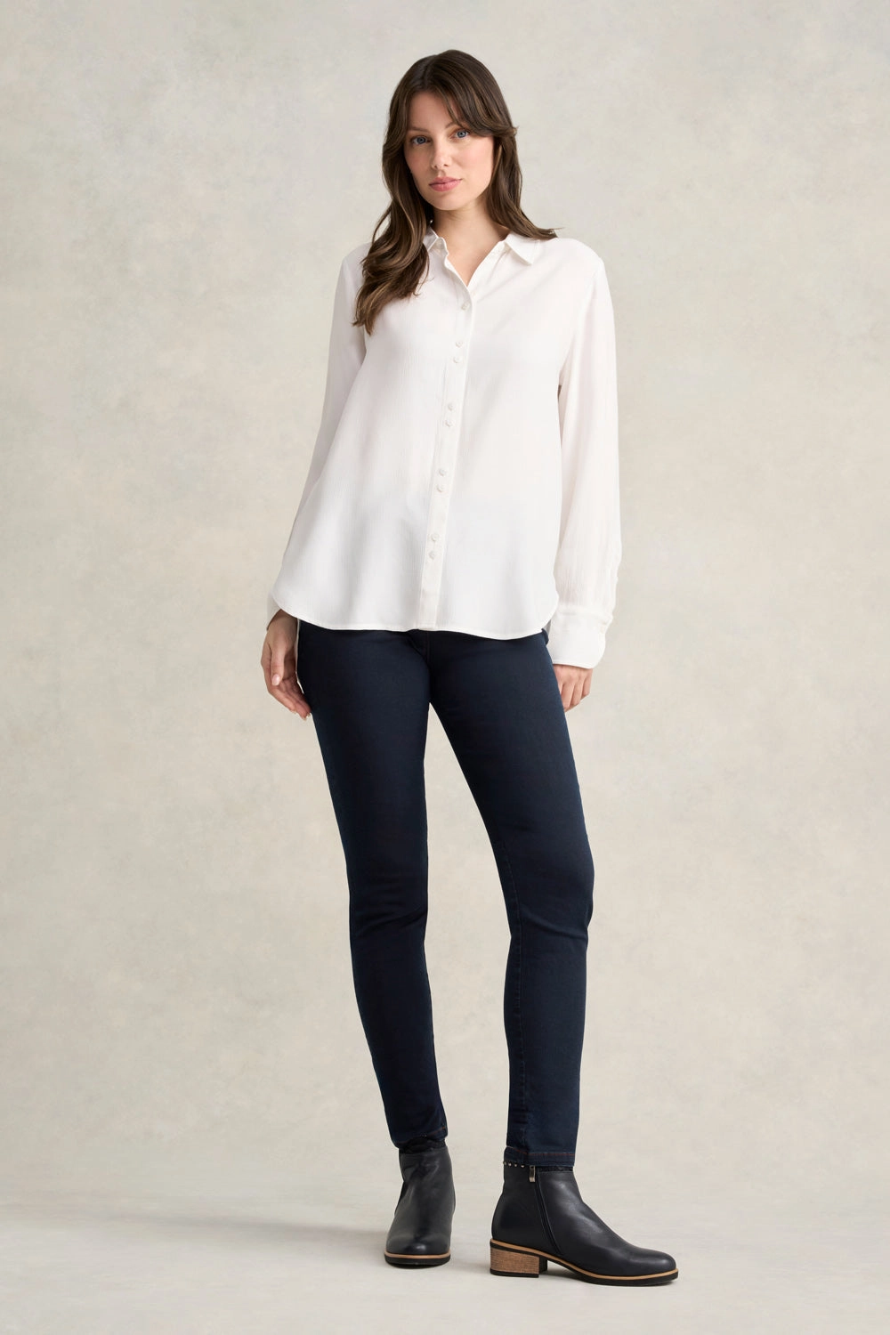 Long Line Crinkle Shirt - White