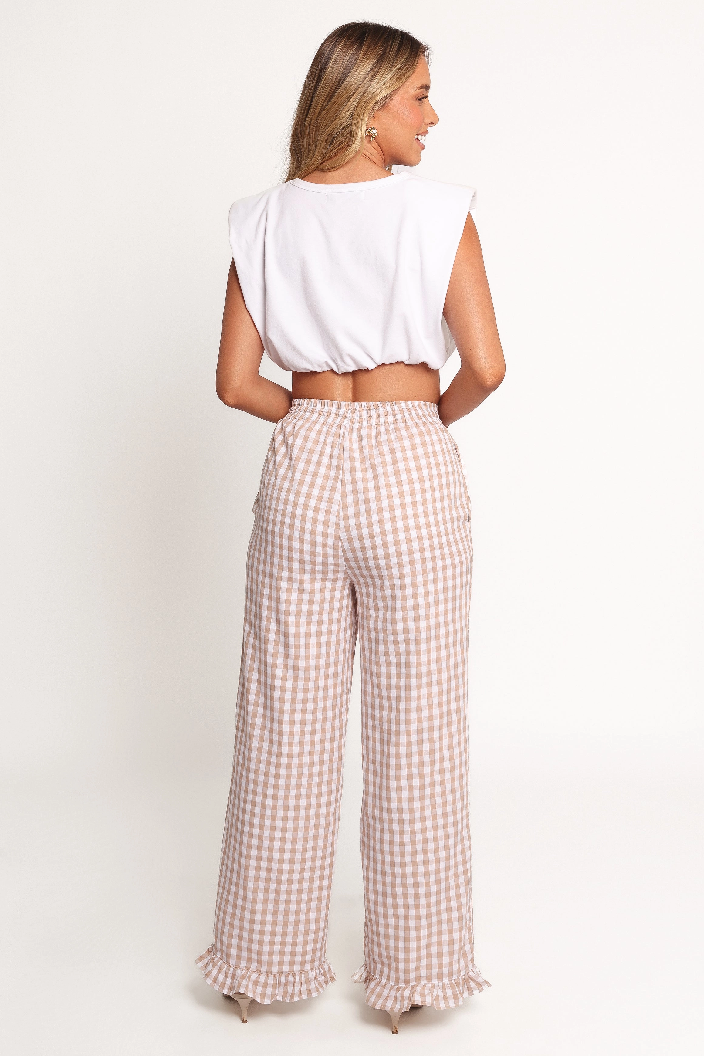 Marina Pant - Beige Gingham