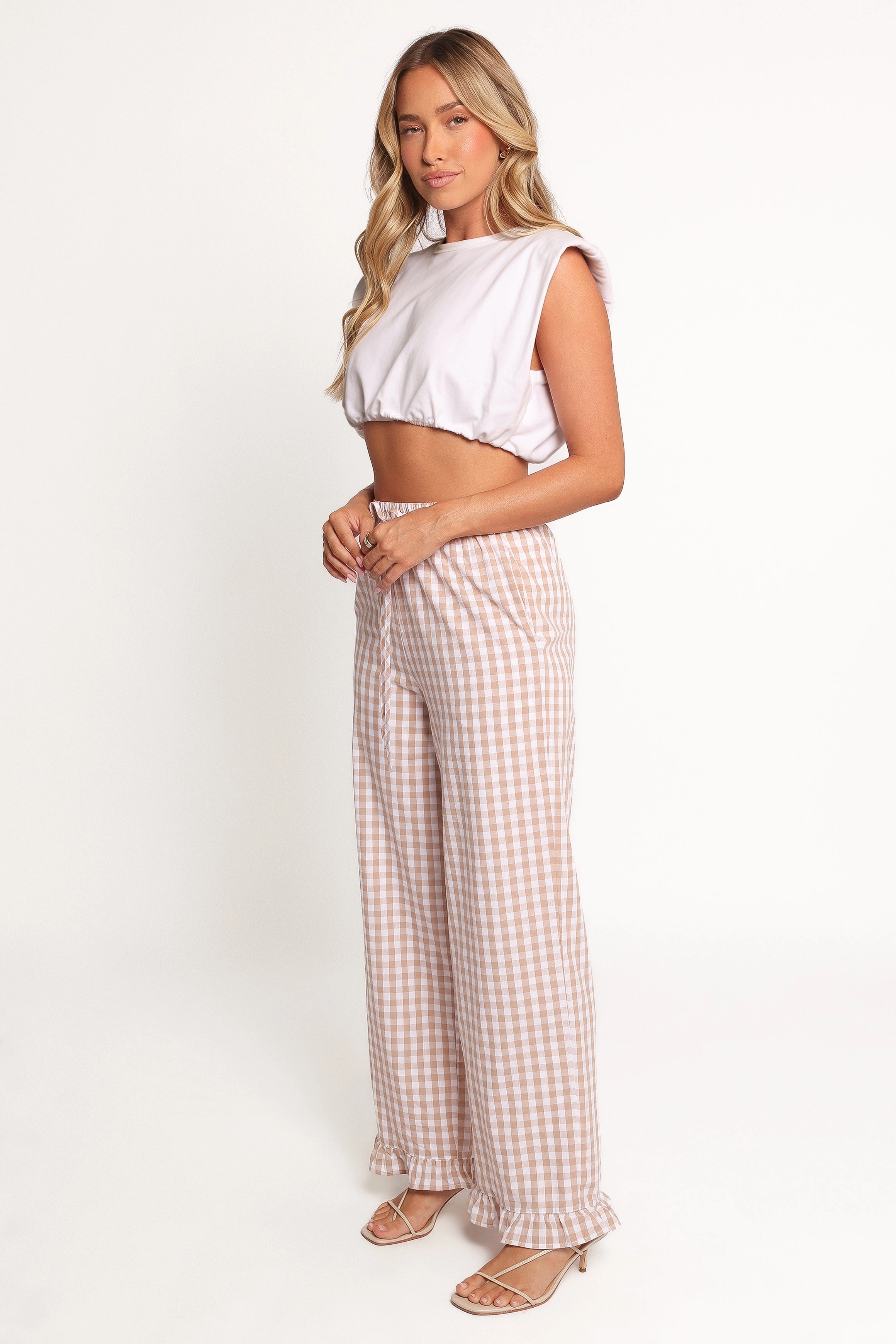 Marina Pant - Beige Gingham