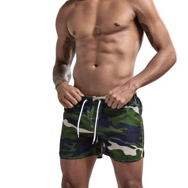 Men Fashion Camouflage Three-point Shorts Beach Pants Sports Split Shorts Men