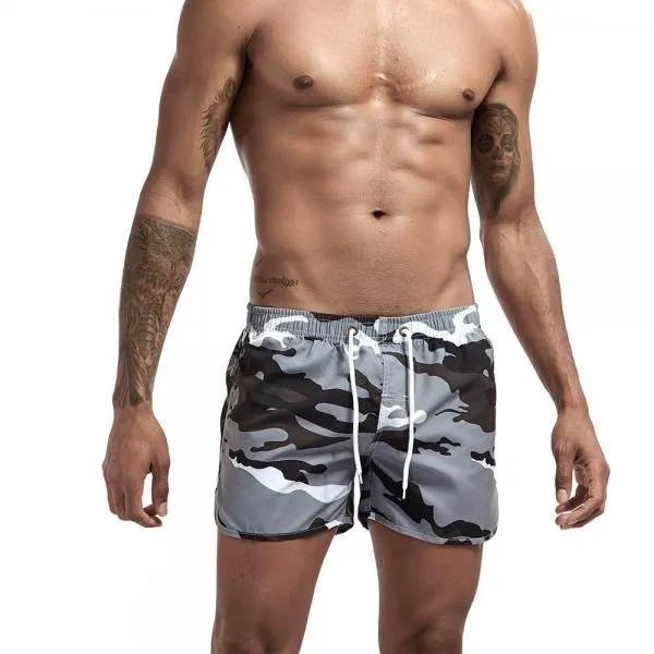 Men Fashion Camouflage Three-point Shorts Beach Pants Sports Split Shorts Men