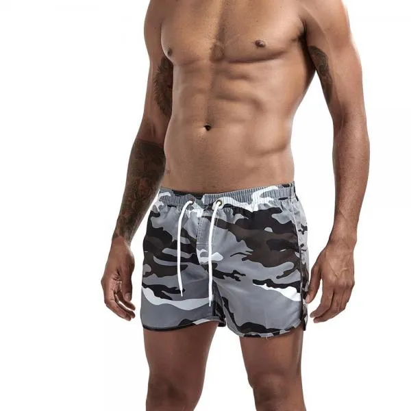 Men Fashion Camouflage Three-point Shorts Beach Pants Sports Split Shorts Men