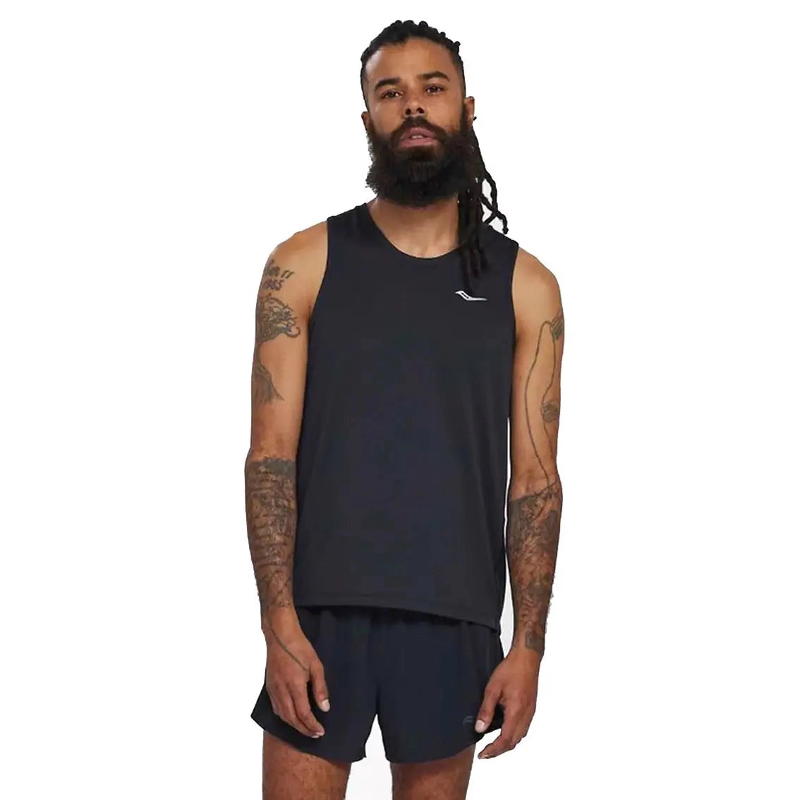 Mens Saucony x Run Club - Stopwatch Singlet - Black