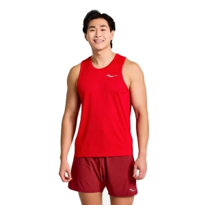 Mens Saucony x Run Club Stopwatch Singlet - Poppy