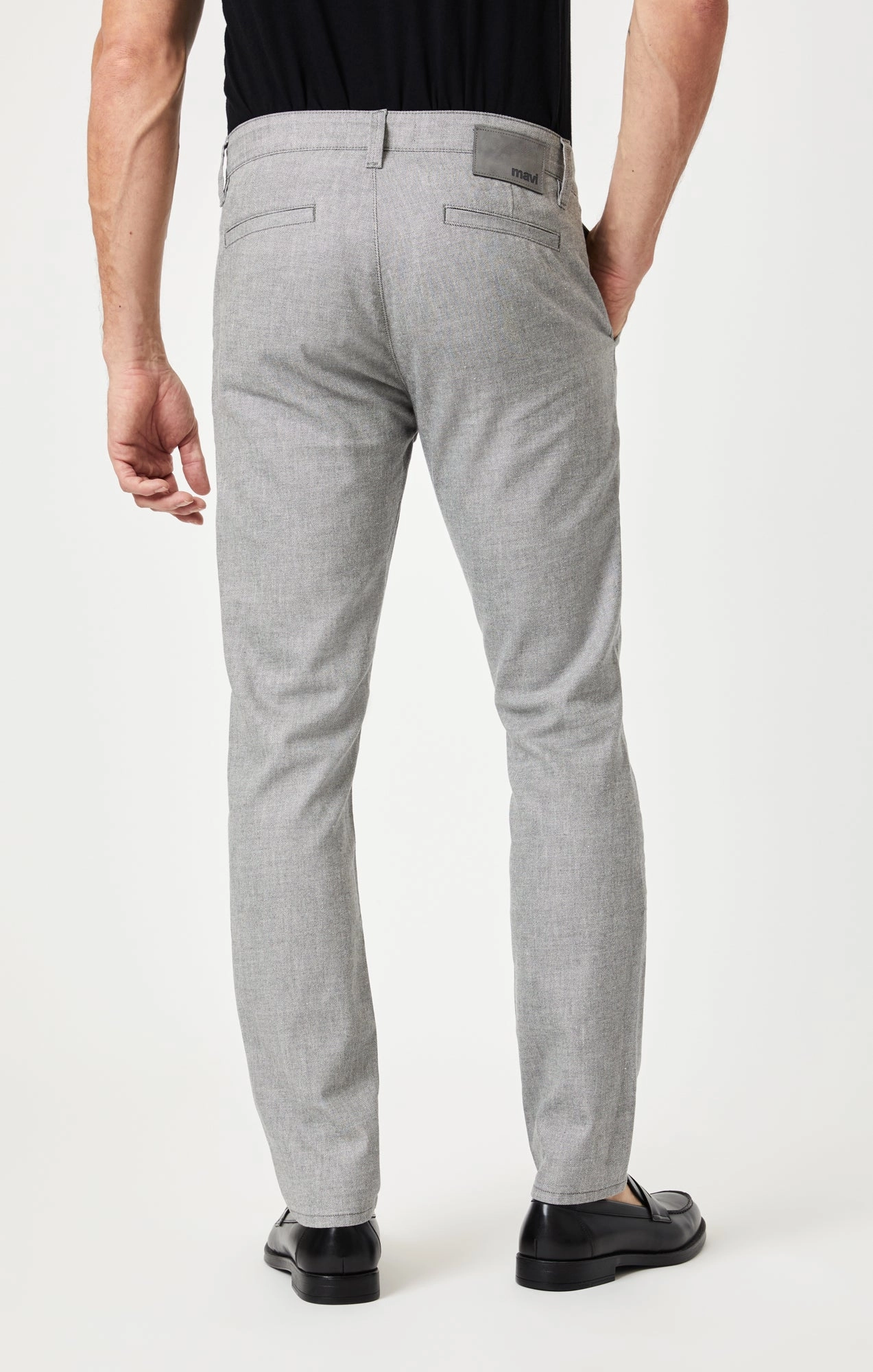 MILTON SLIM STRAIGHT CHINO IN DARK GREY LINEN