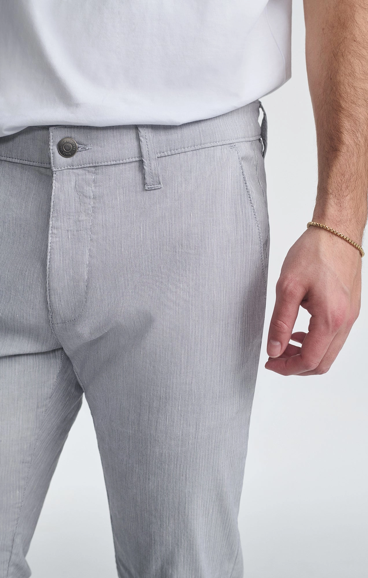 MILTON SLIM STRAIGHT CHINO IN LIGHT GREY LINEN STRIPE