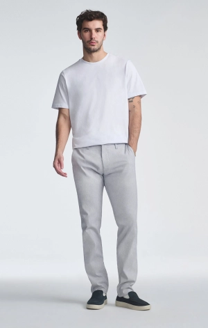 MILTON SLIM STRAIGHT CHINO IN LIGHT GREY LINEN STRIPE
