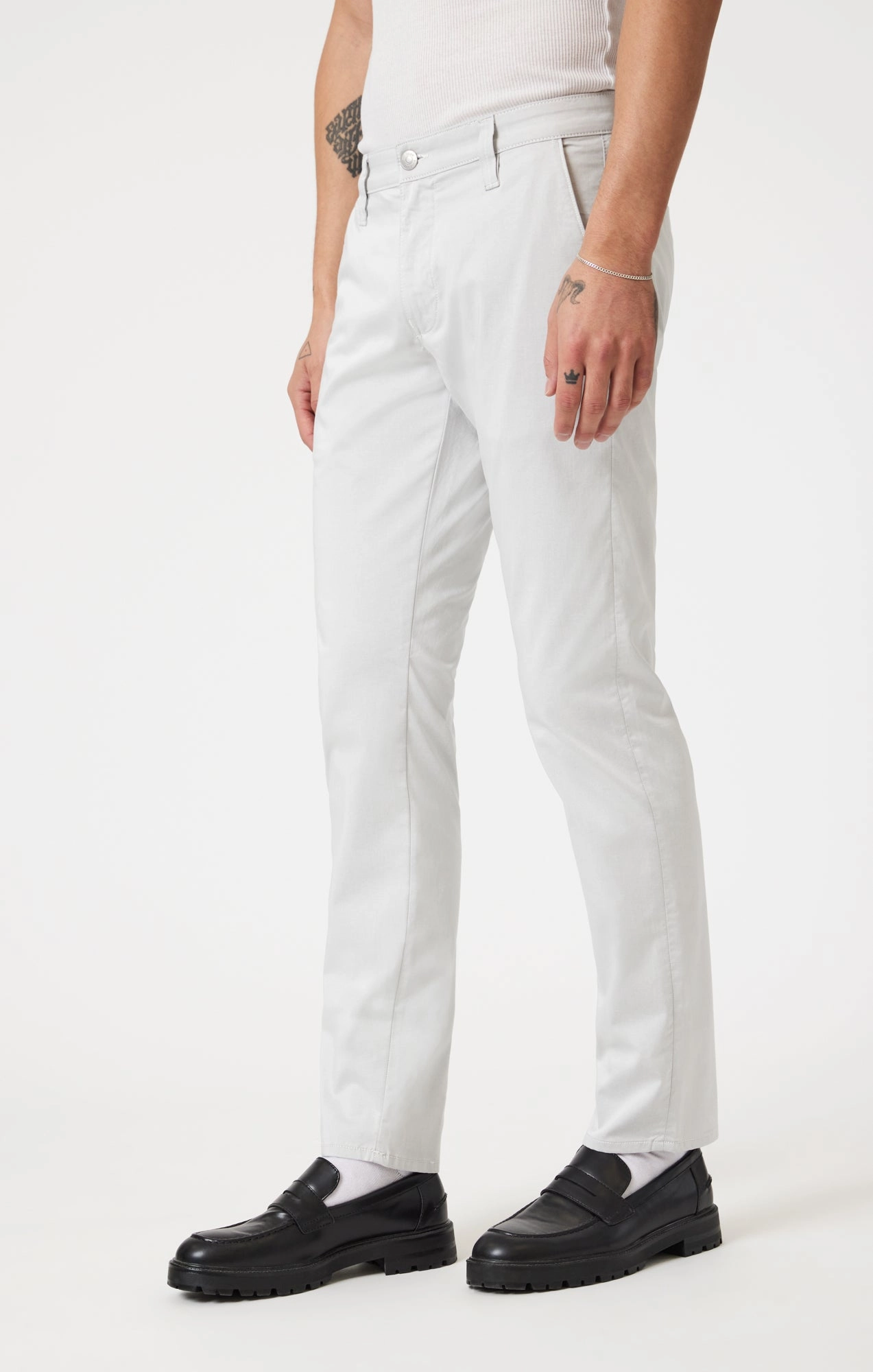 MILTON SLIM STRAIGHT CHINO PANTS IN STONE CITY SMART