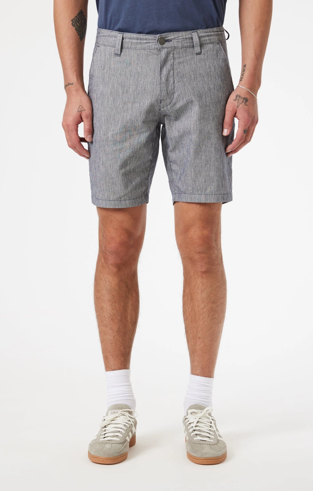 NOAH SHORTS IN NAVY LINEN STRIPE