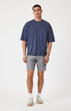 NOAH SHORTS IN NAVY LINEN STRIPE