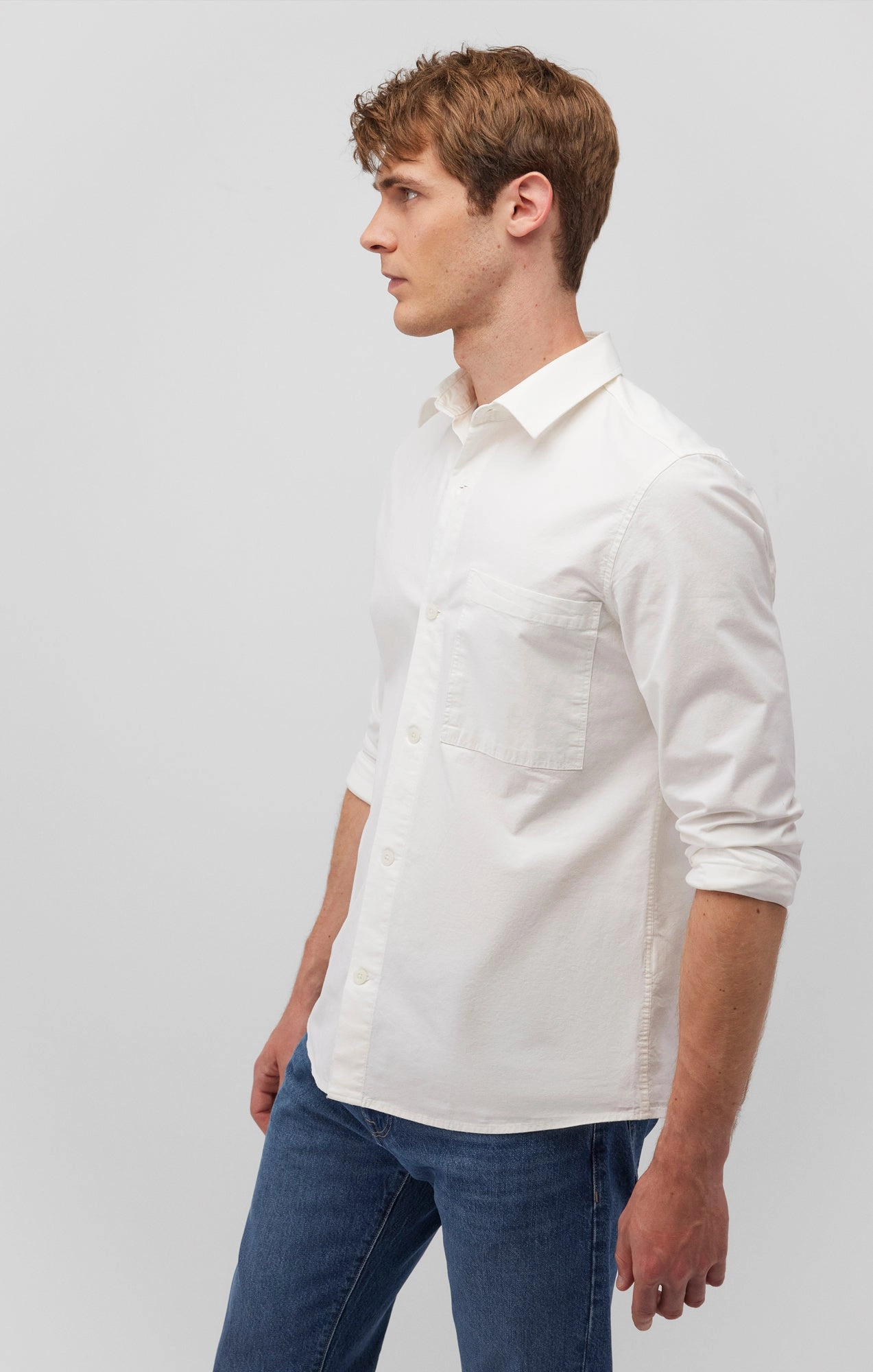 ONE POCKET BUTTON-UP SHIRT IN ANTIQUE WHITE