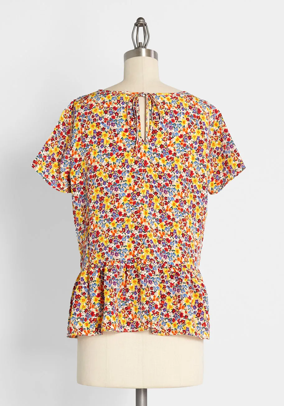One With the Wildflowers Peplum Top