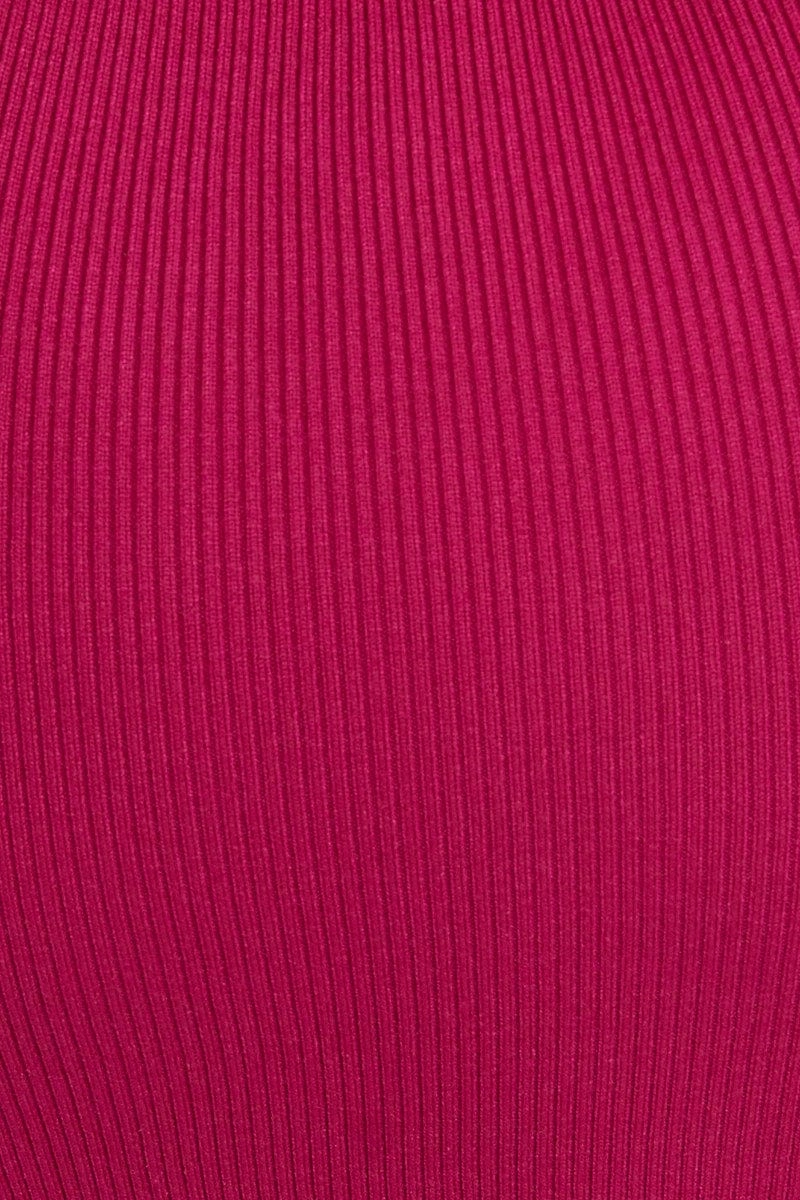 Pink Knit Skirt Midi High Rise