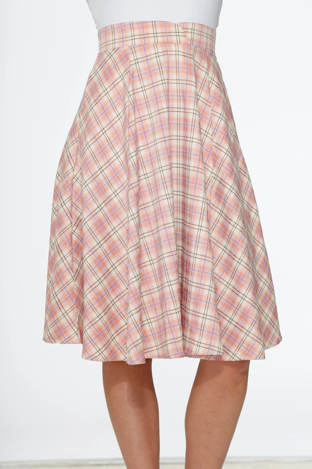 Pink Plaid Swing Skirt