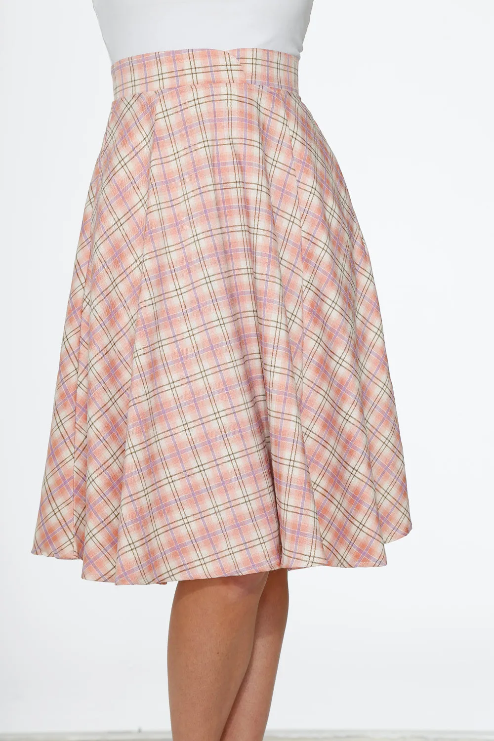 Pink Plaid Swing Skirt