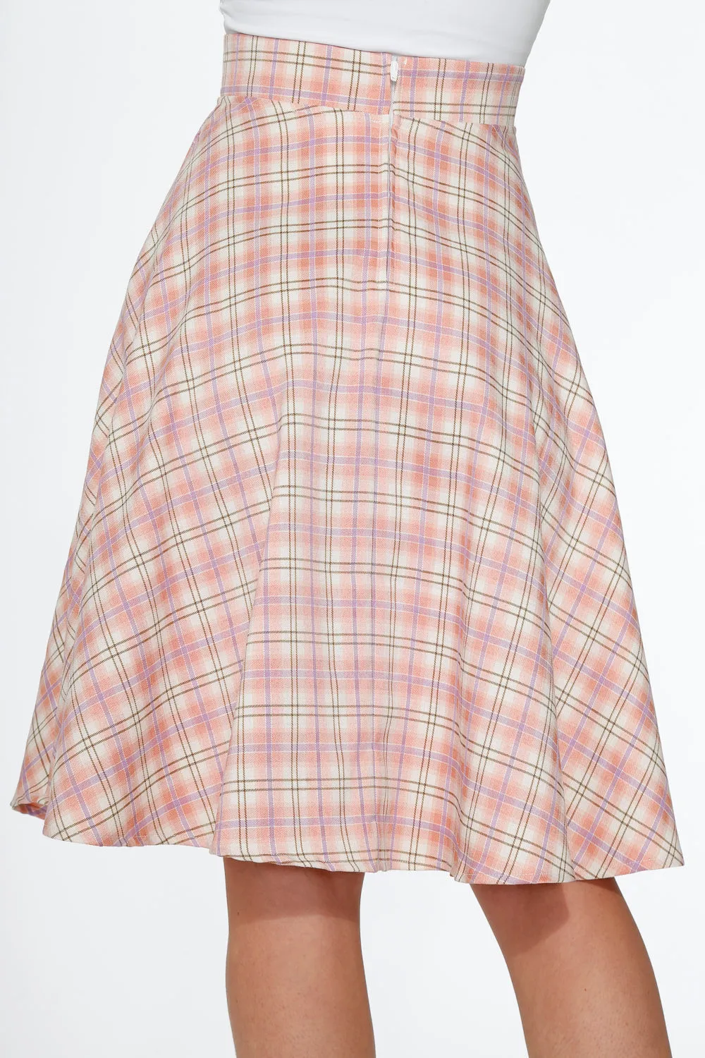 Pink Plaid Swing Skirt