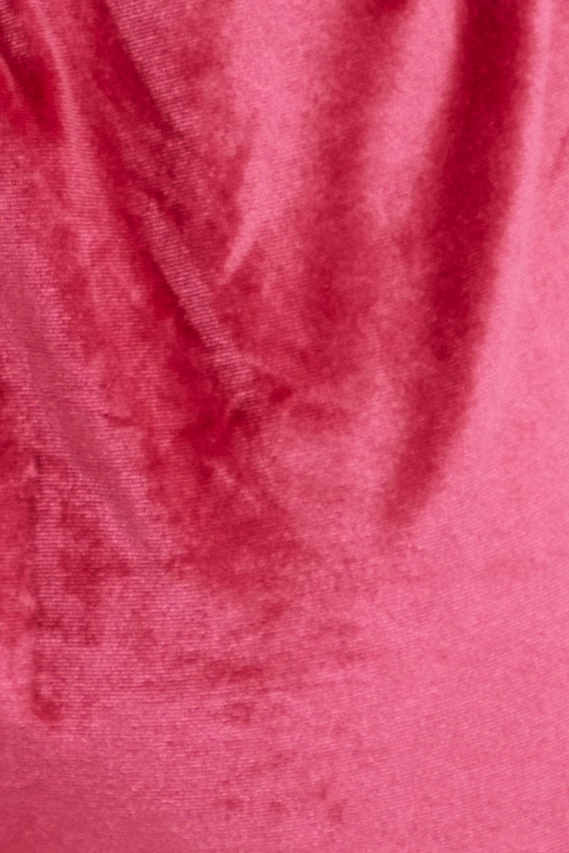 Pink Velvet Ruched Short