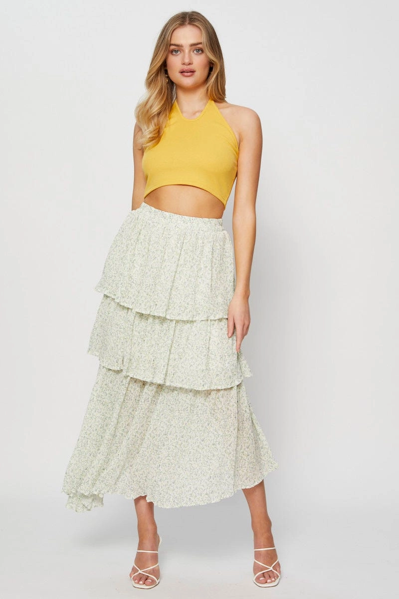 Print Cancan Layered Skirt