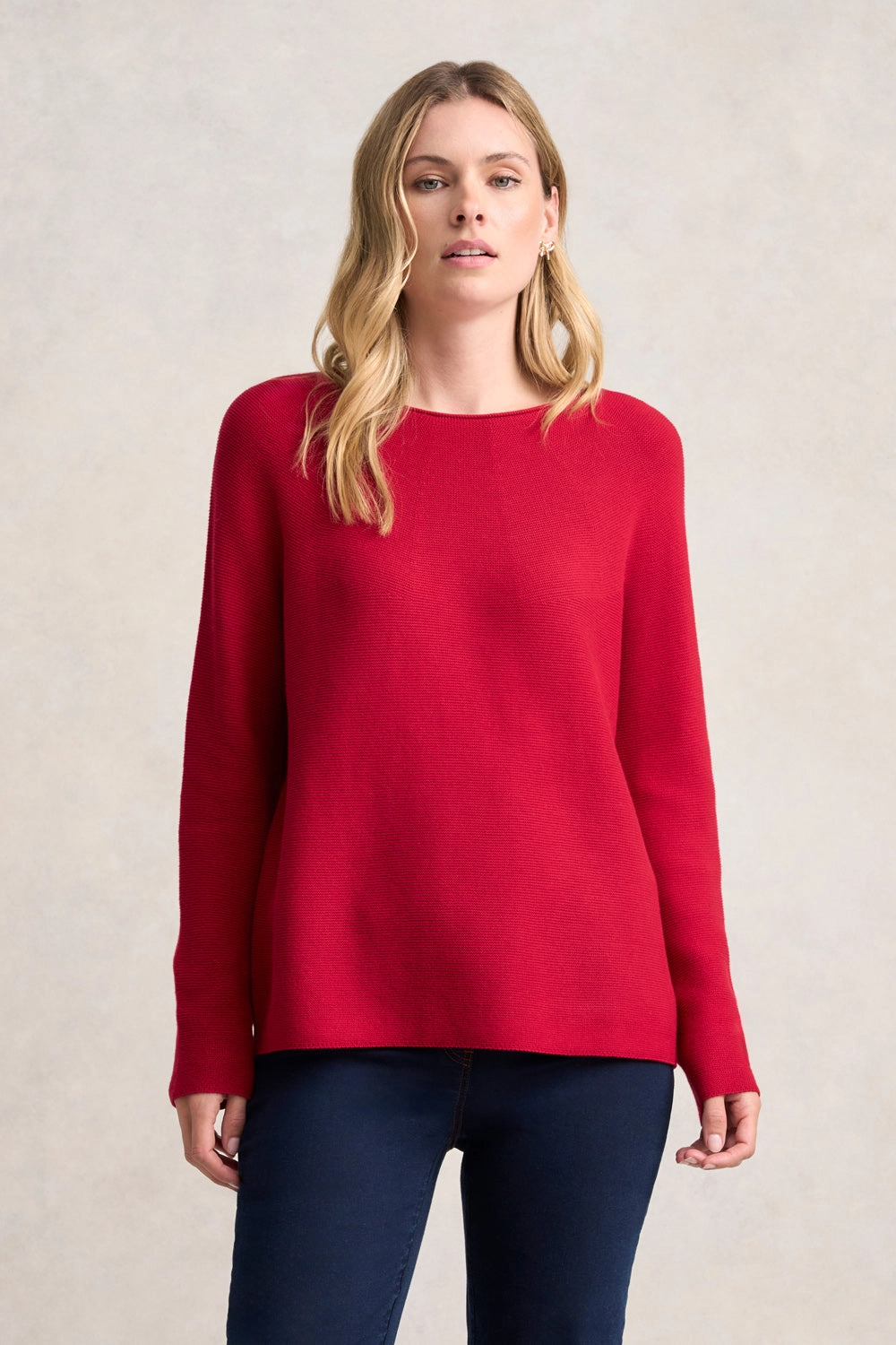 Purl Cotton Jumper - Rouge