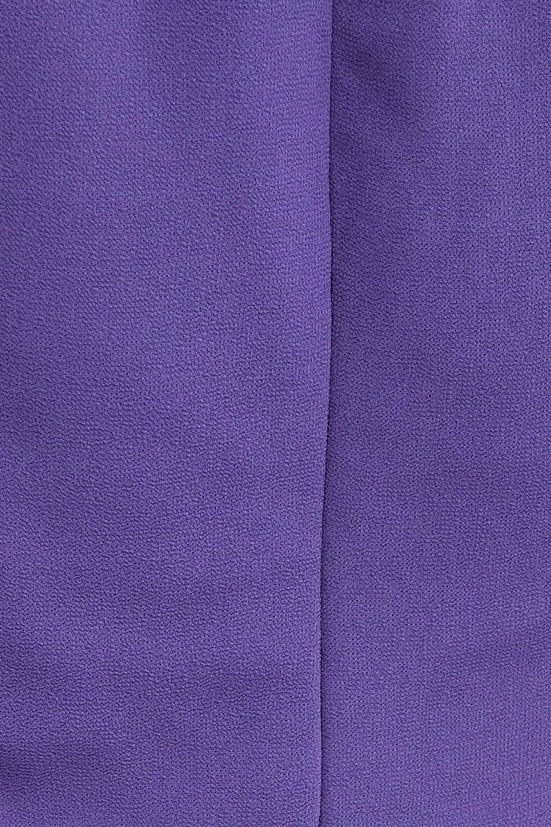 Purple Playsuit Long Sleeve V Neck Frill Poly Chiffon