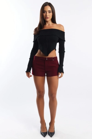 Red Shorts Mini Low Rise