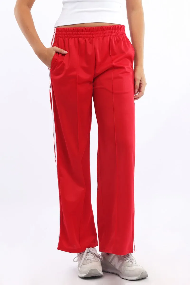 Red Track Pants Side Stripe