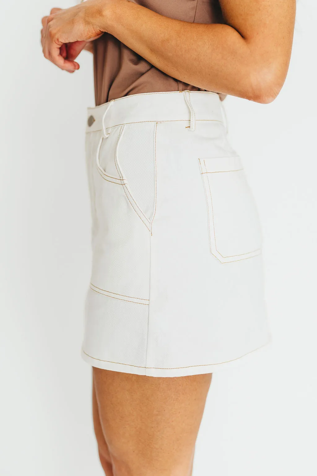 Rosalyn Mini Skirt in Ecru