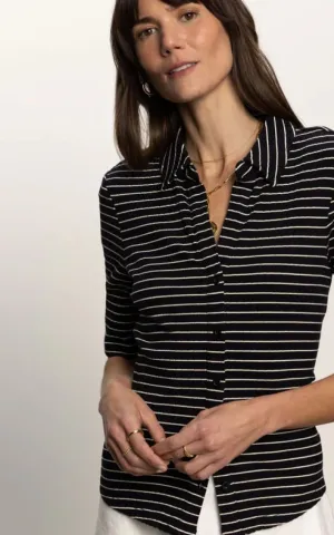 Sanctuary- Half Sleeve Ribbed Knit Tee