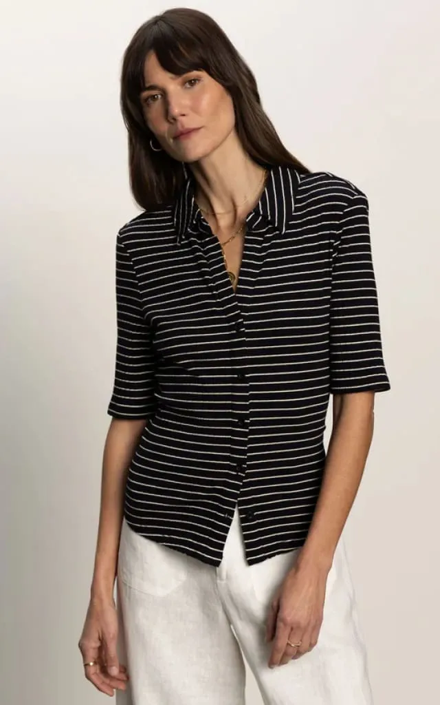 Sanctuary- Half Sleeve Ribbed Knit Tee