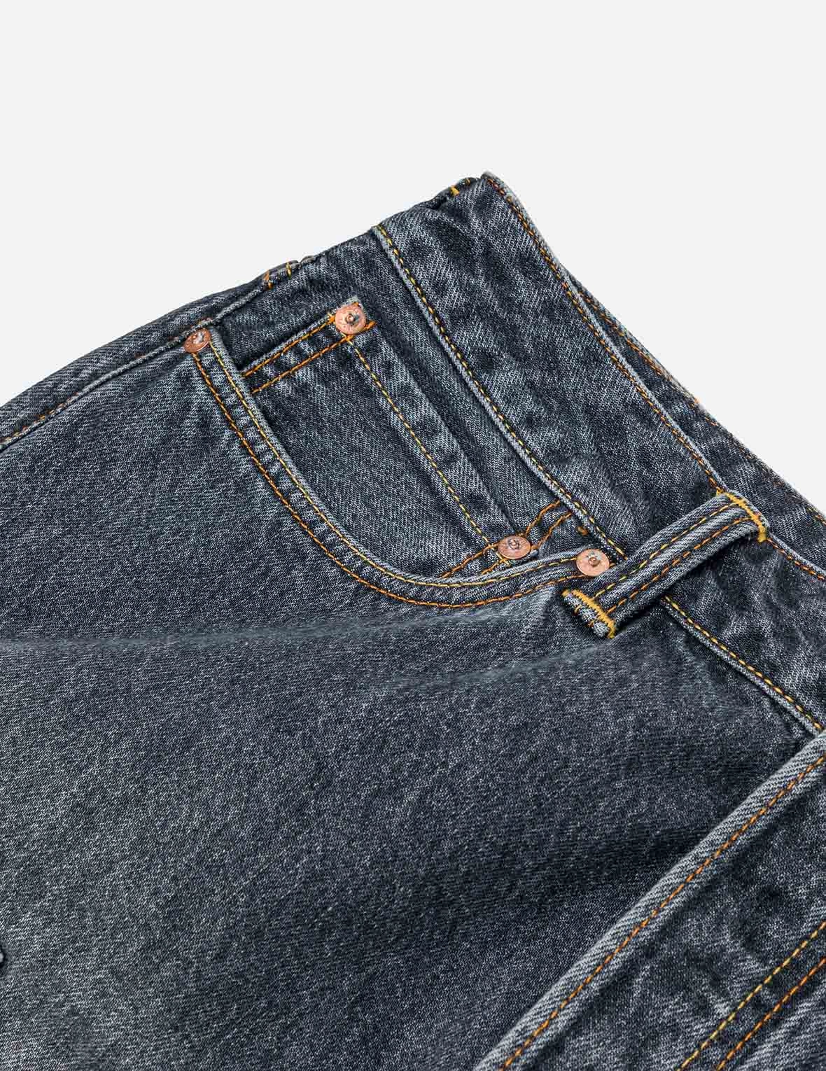 Seagull Print Pockets Oversized Worker Denim Shorts