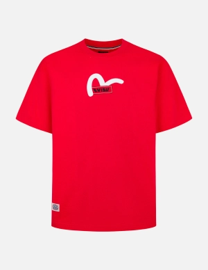 Seagull Print with Logo Embroidery Relax Fit T-Shirt