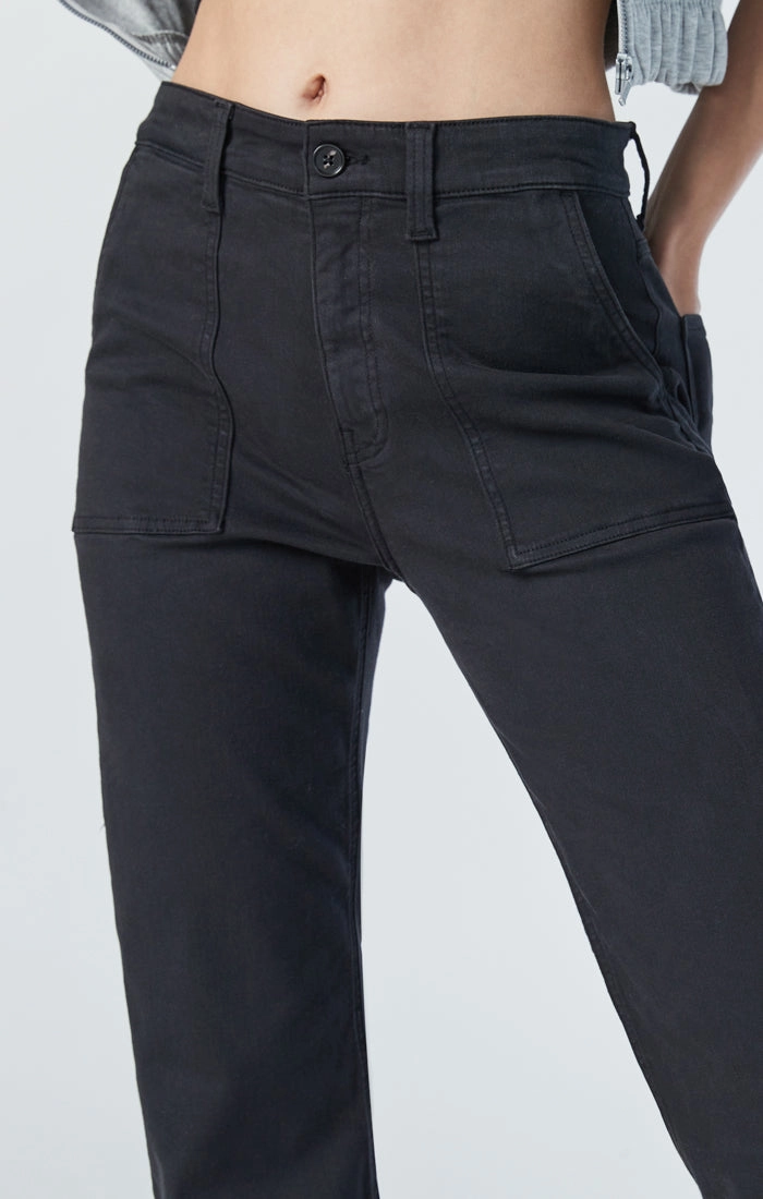 SHELIA FRONT POCKET STRAIGHT IN BLACK BEAUTY TWILL