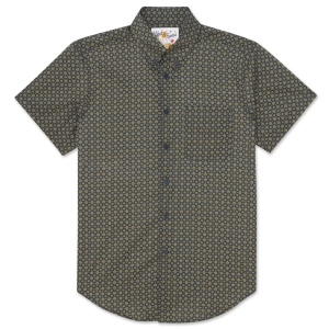 Short Sleeve Easy Shirt - Medallions Print - Navy