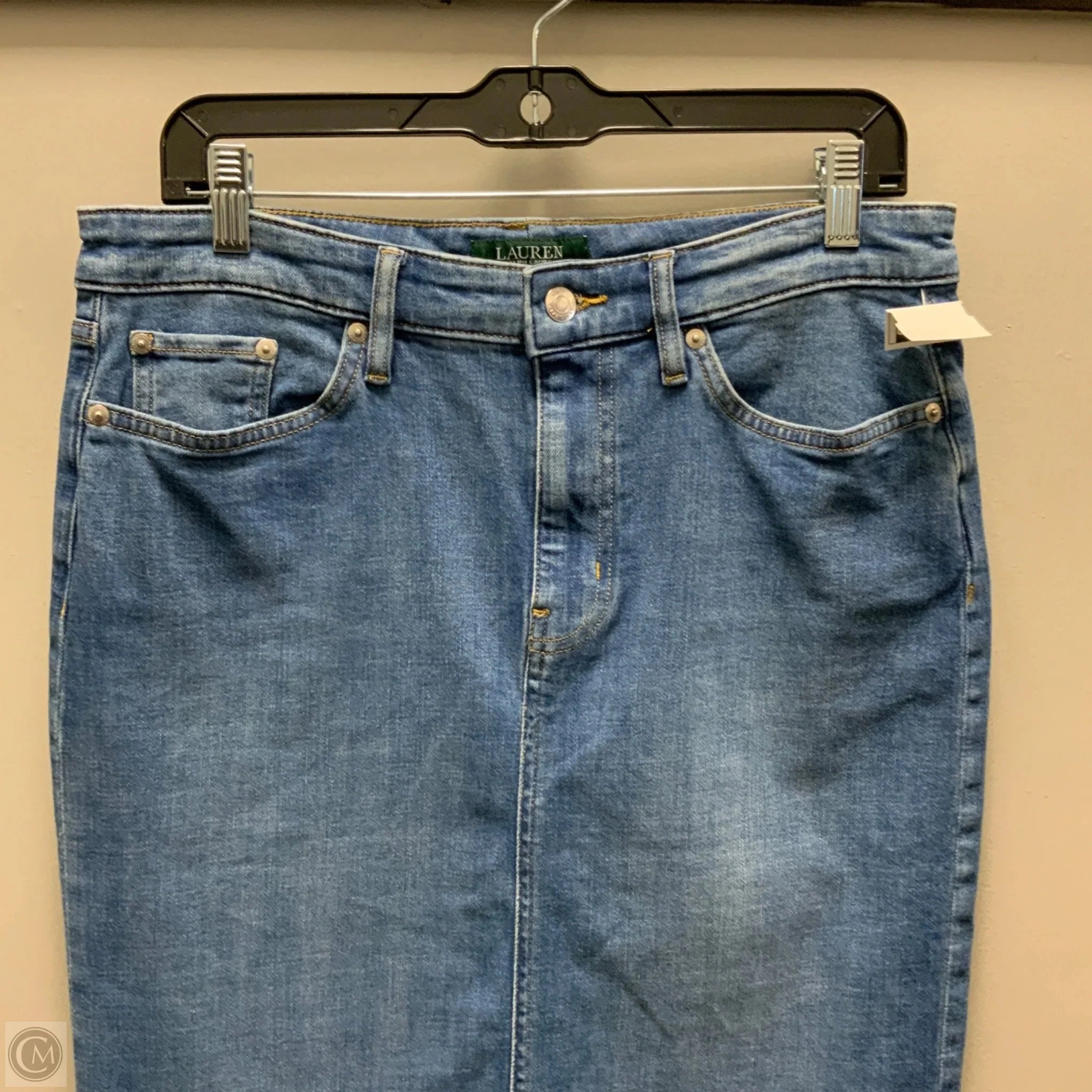 Skirt Midi By Lauren By Ralph Lauren In Blue Denim, Size: 6