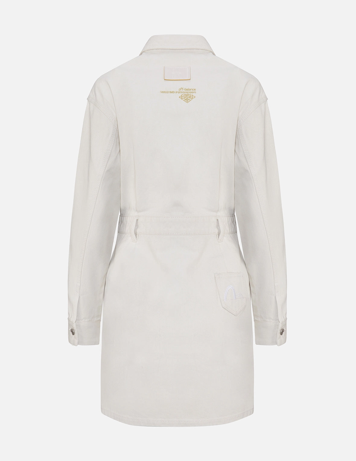 Slashed Seagull Embroidered Denim Dungaree Dress