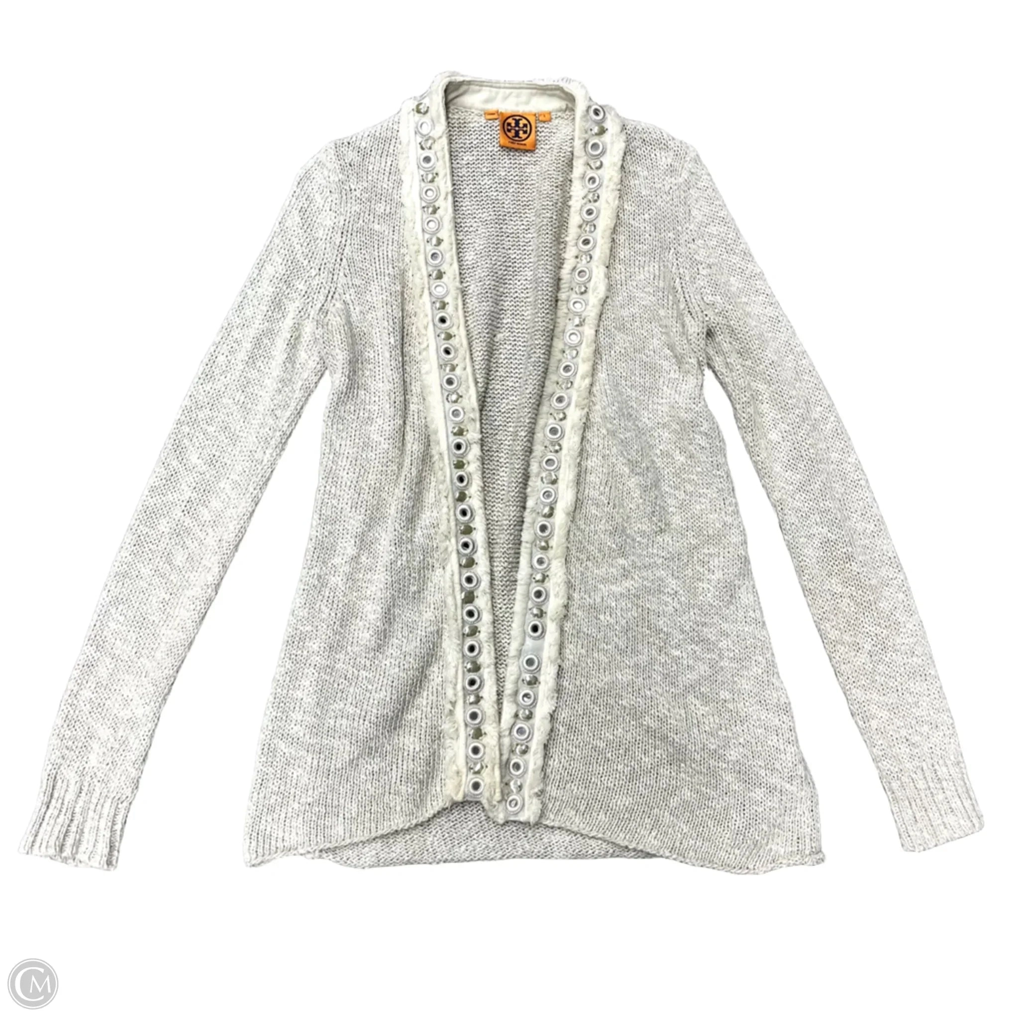 Sweater Cardigan Designer By Tory Burch In Cream, Size: S