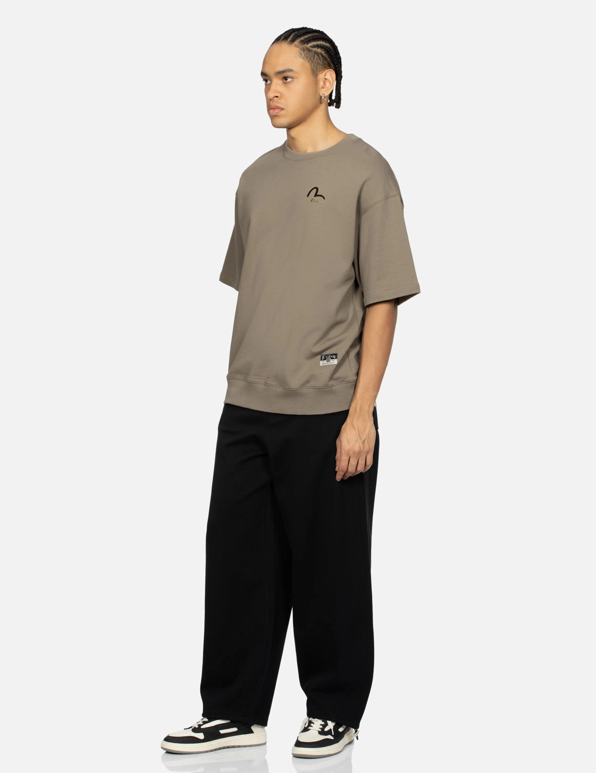 The Great Wave and Seagull Print Relax Fit Short-Sleeve Sweatshirt