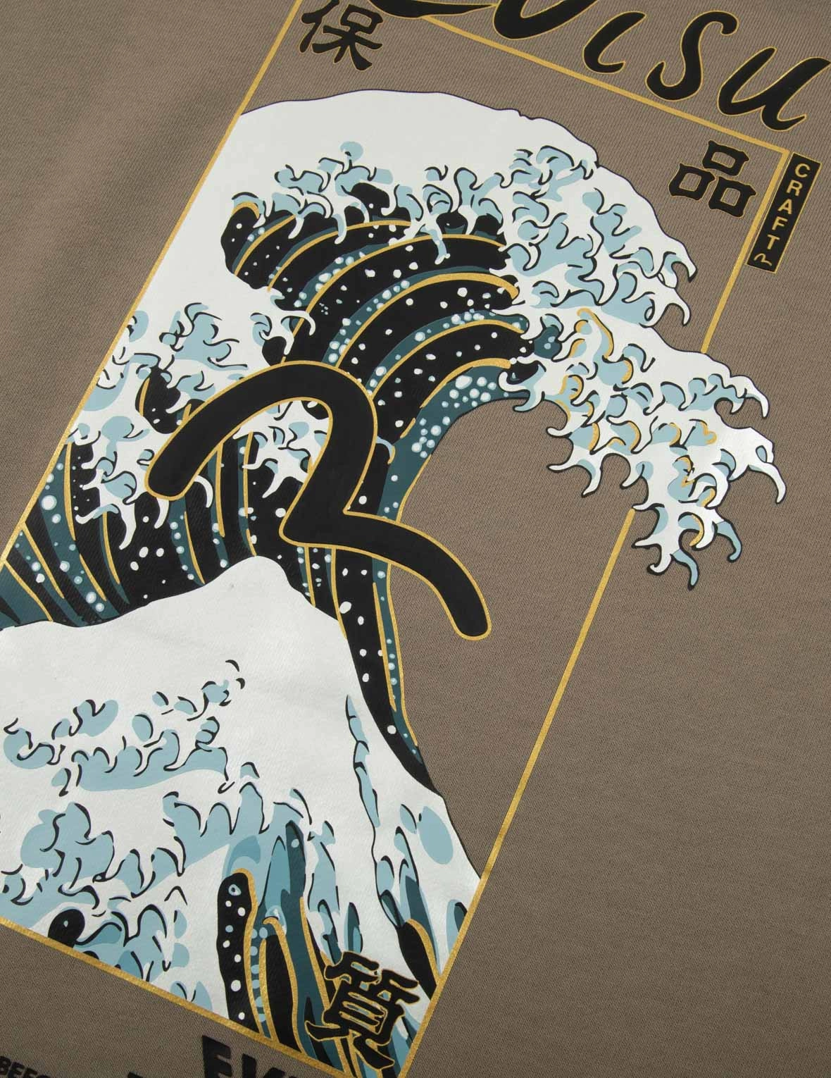 The Great Wave and Seagull Print Relax Fit Short-Sleeve Sweatshirt