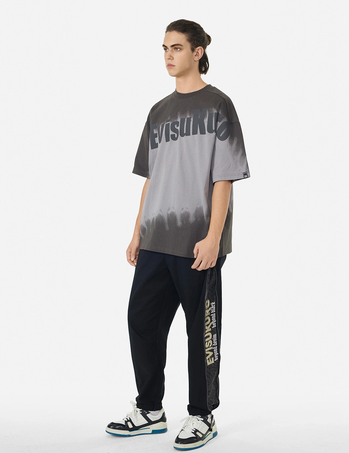 Tie-dye Logo and Slogan Print Oversized T-shirt