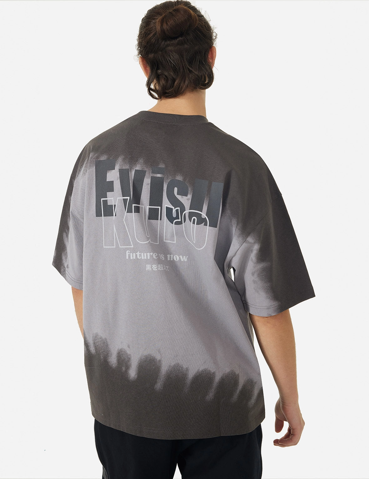 Tie-dye Logo and Slogan Print Oversized T-shirt