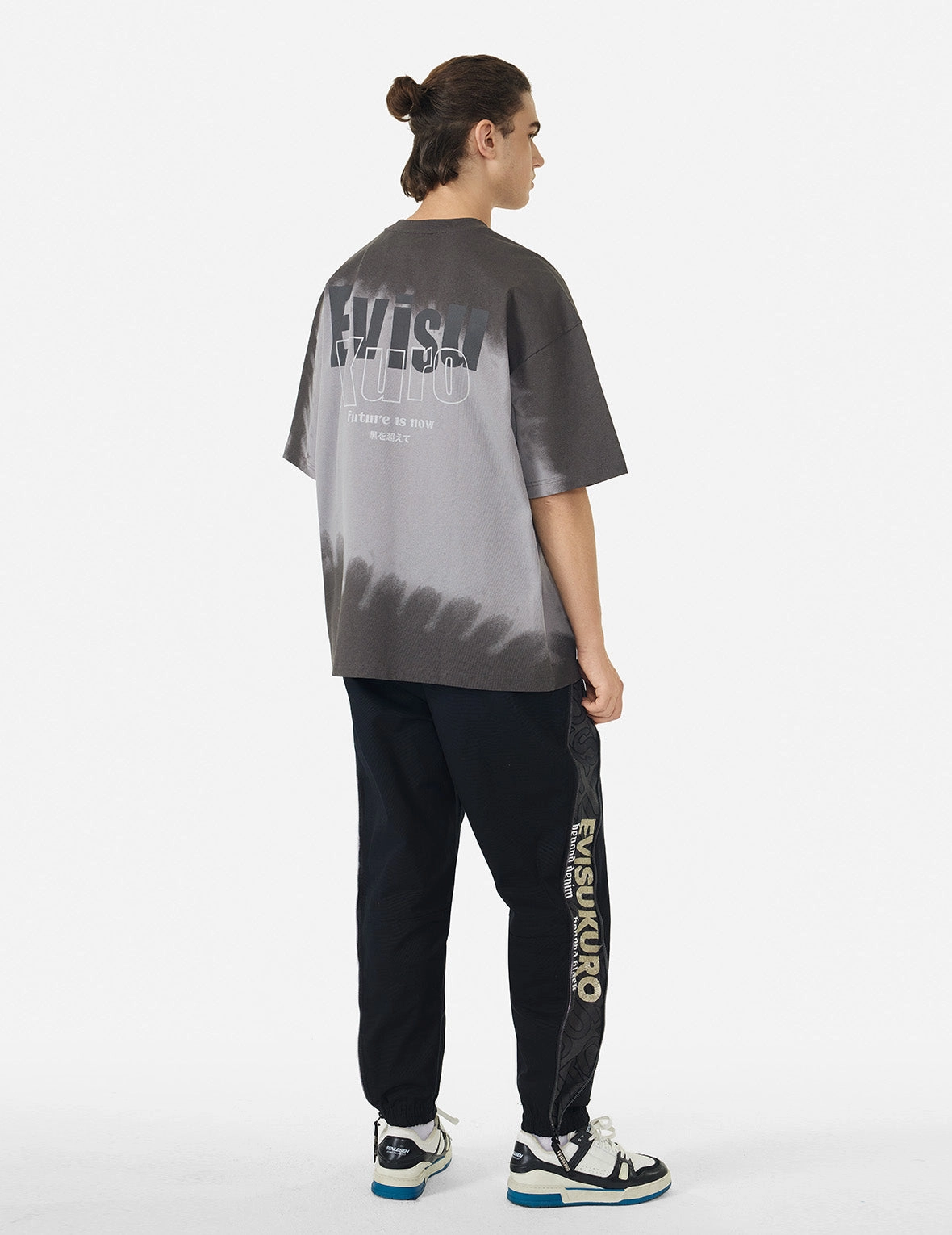 Tie-dye Logo and Slogan Print Oversized T-shirt