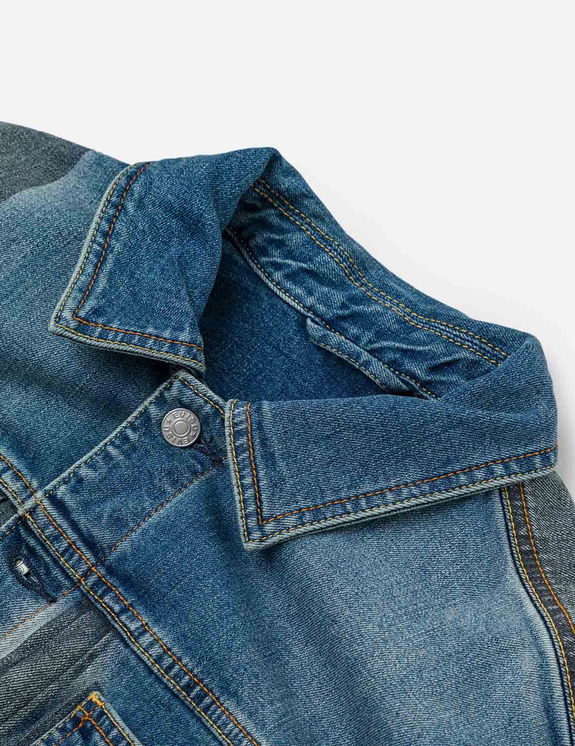 Two-tone Daicock Inserted Regular Fit Denim Jacket