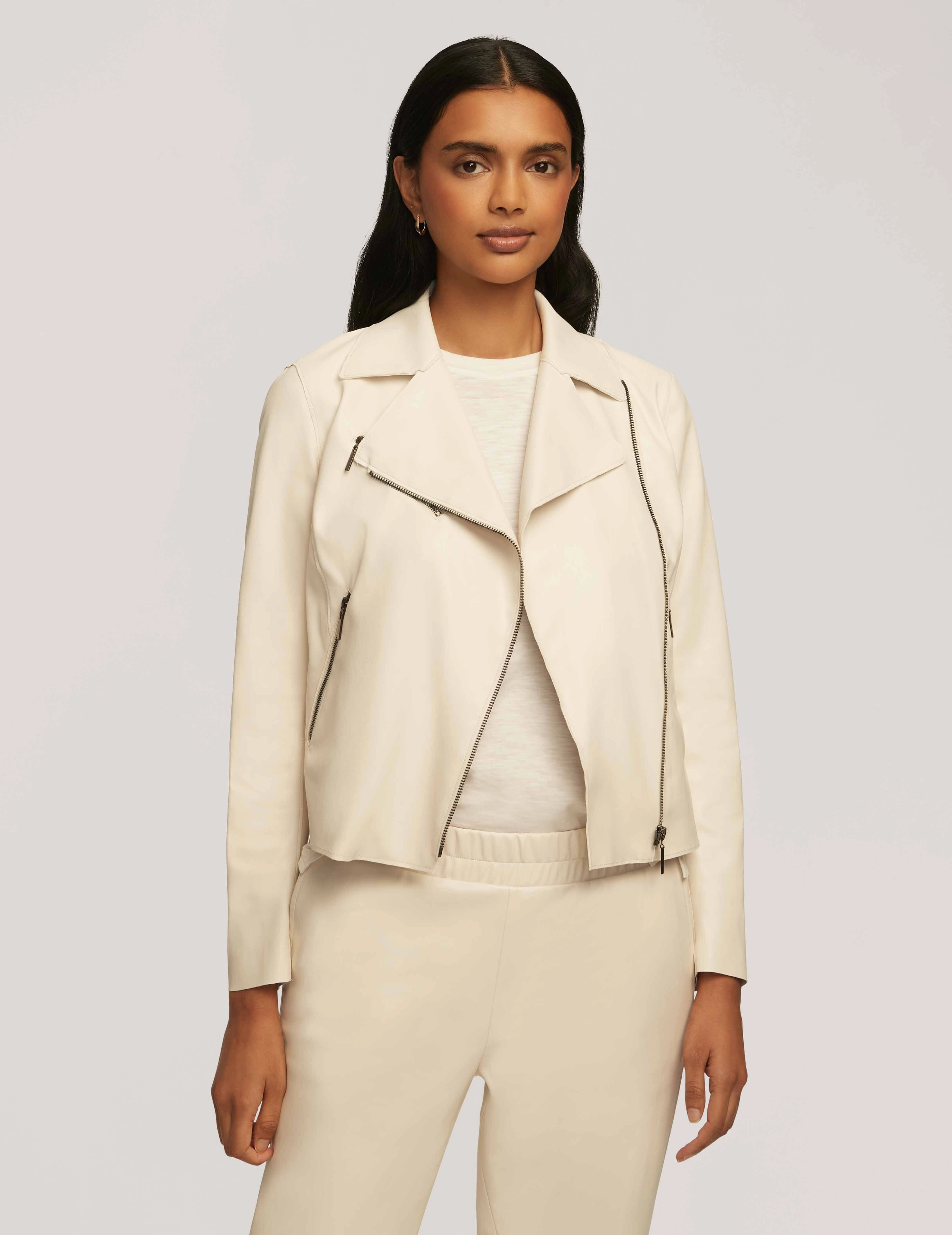 Vegan Leather Zip Front Moto Jacket- Sale