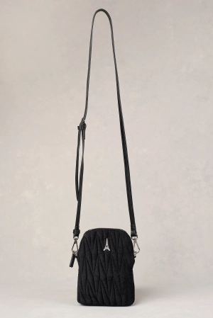 Velvet Quilt Phone Bag - Black
