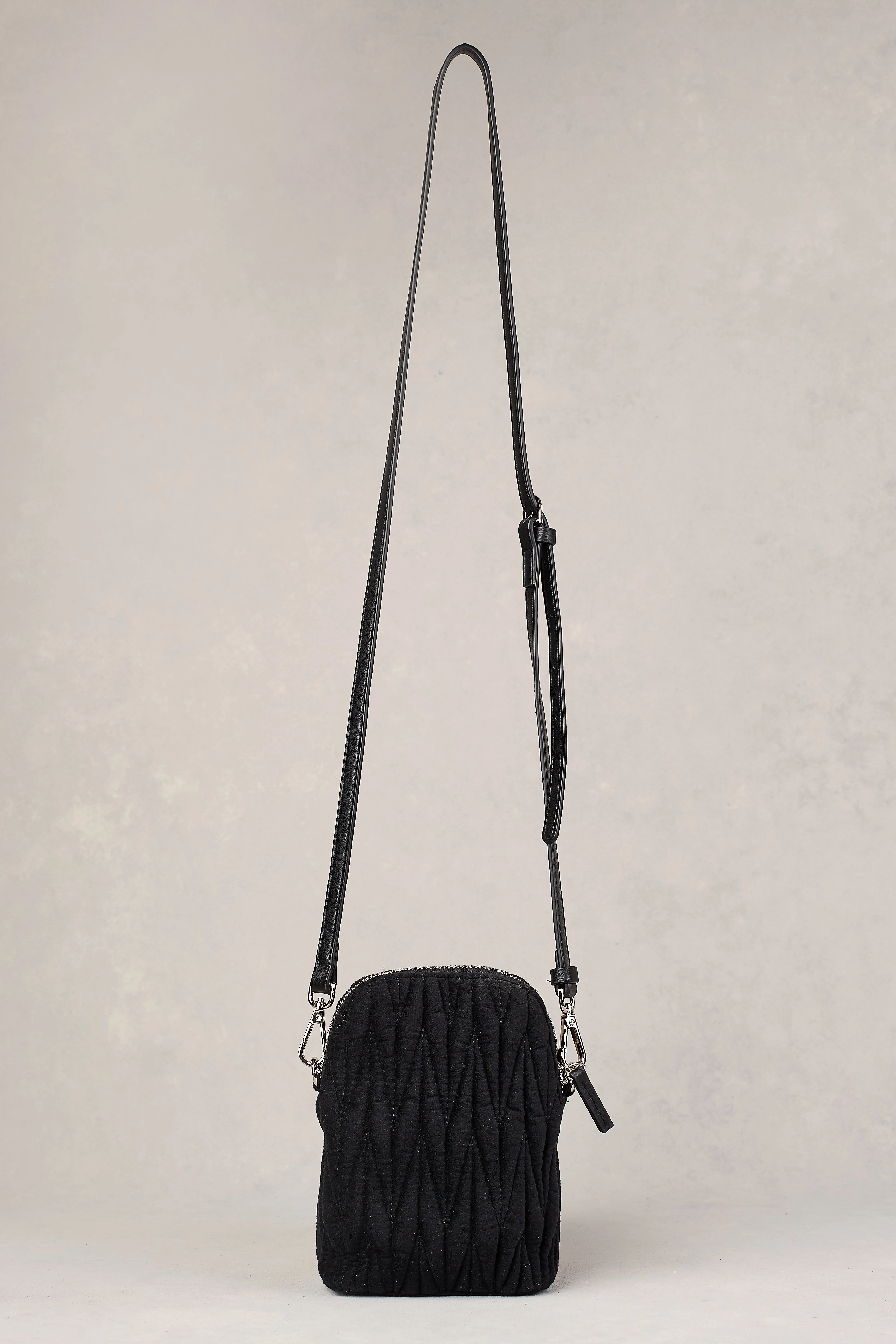 Velvet Quilt Phone Bag - Black