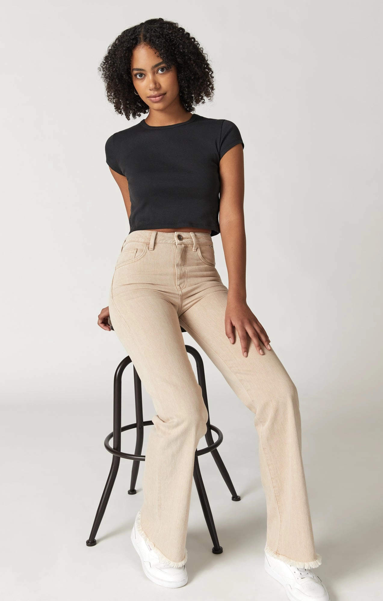 VICTORIA WIDE LEG JEANS IN BEIGE NATURAL DYE